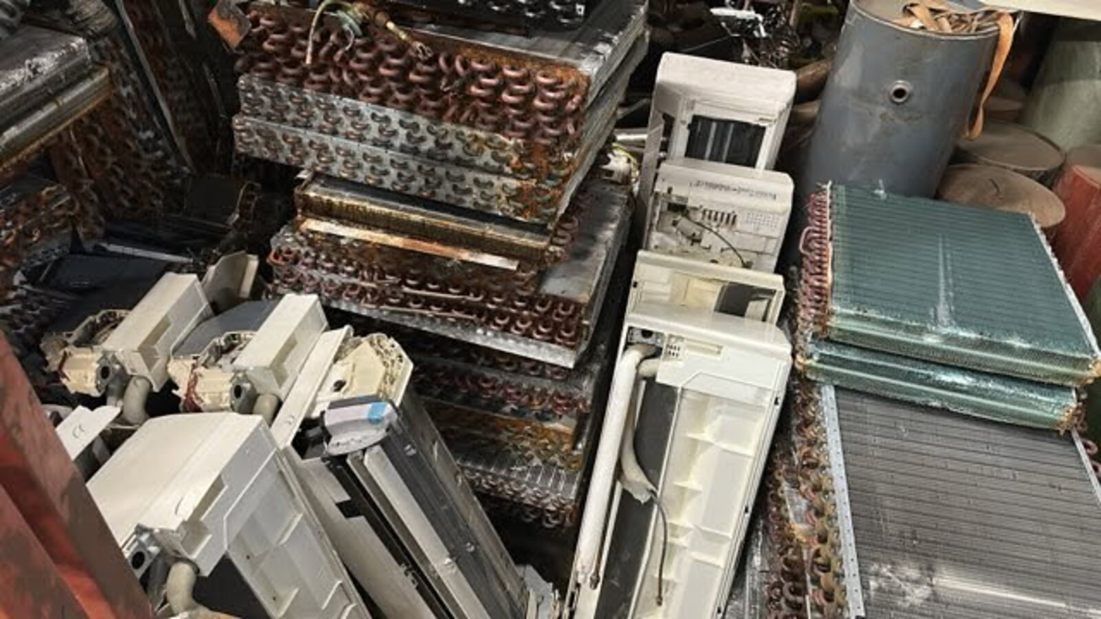 Sorted scrap metal in a yard